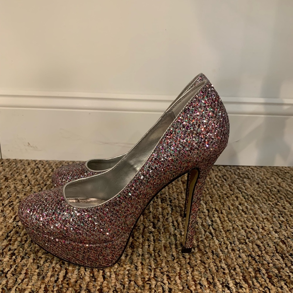 Platform sparkly heels